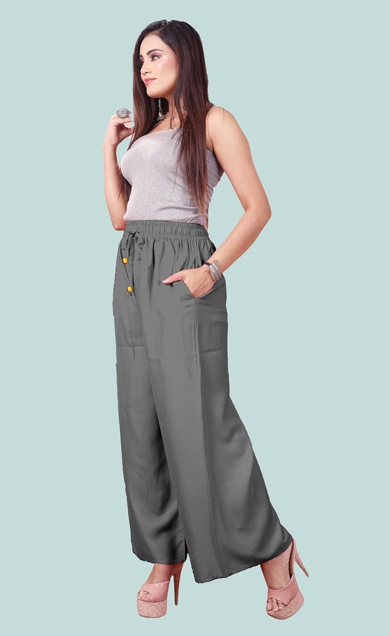 VIG TRENDS Women's Wide Leg Palazzo Pants, High Waist, Drawstring Closure, Casual Loose Fit Trousers - Image 3